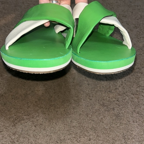 Frances Valentine Criss Cross Cloud‎ Slide Sandals Green Cream 11 - Picture 5 of 8
